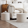 thumbnail image 2 of Bezseller Round Upholstered Pouf Ottoman Footrest for Living Room, Bedroom,Beige, 2 of 9