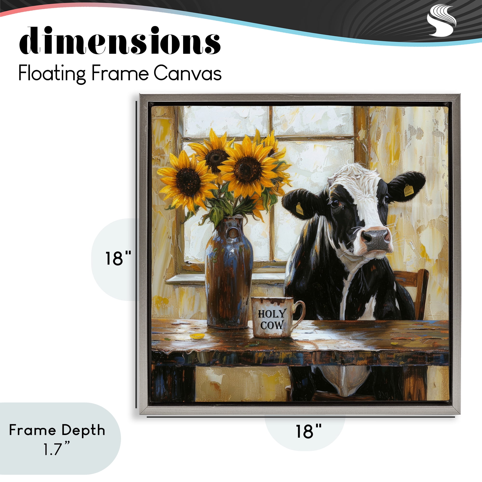 Stupell Industries Holy Cow Rustic Farm Table Gray Framed Floater Canvas Wall Art, design by Tina LeCour
