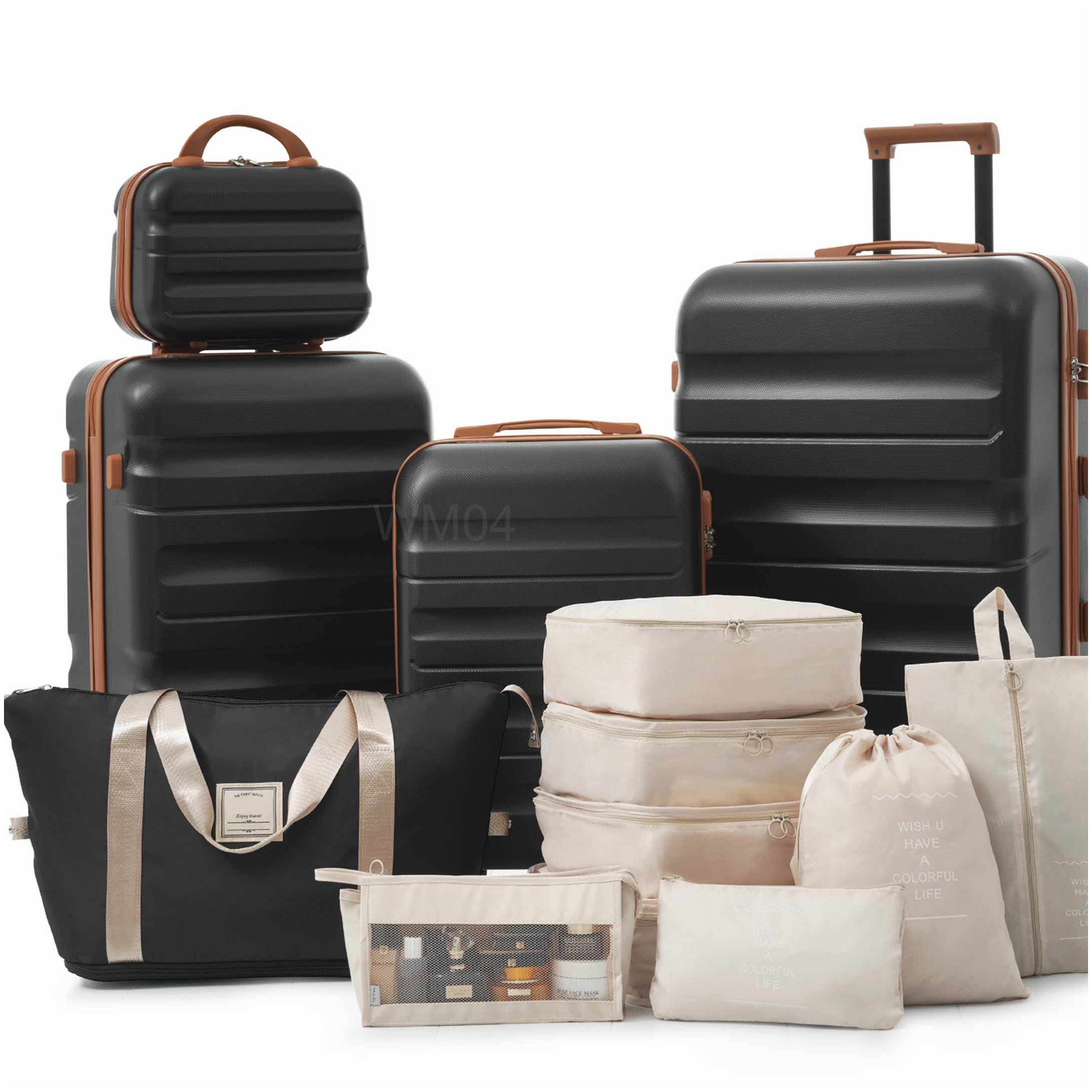 Lightweight ABS Hardshell Luggage Set with Dual Spinner Wheels, TSA Lock, Carry-On & Checked Suitcases