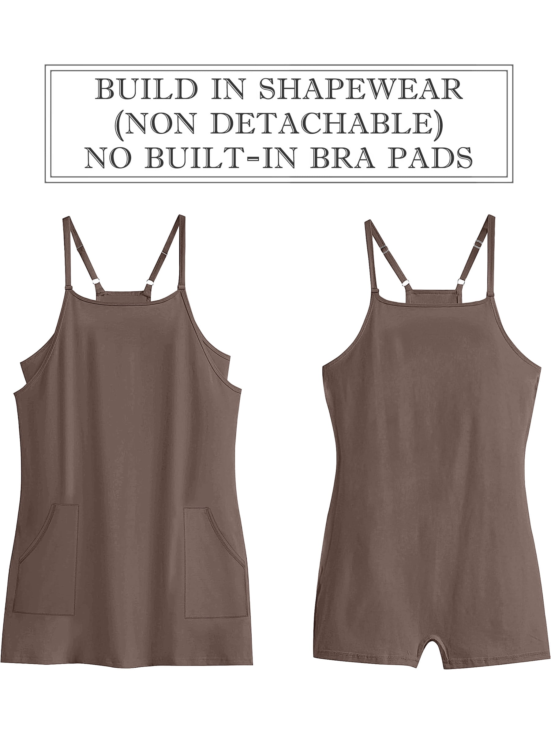 ANRABESS Women's Athletic Dress with Built in Shorts Spaghetti Strap Mini Romper Dress with Pockets, Summer Tennis Workout Dress