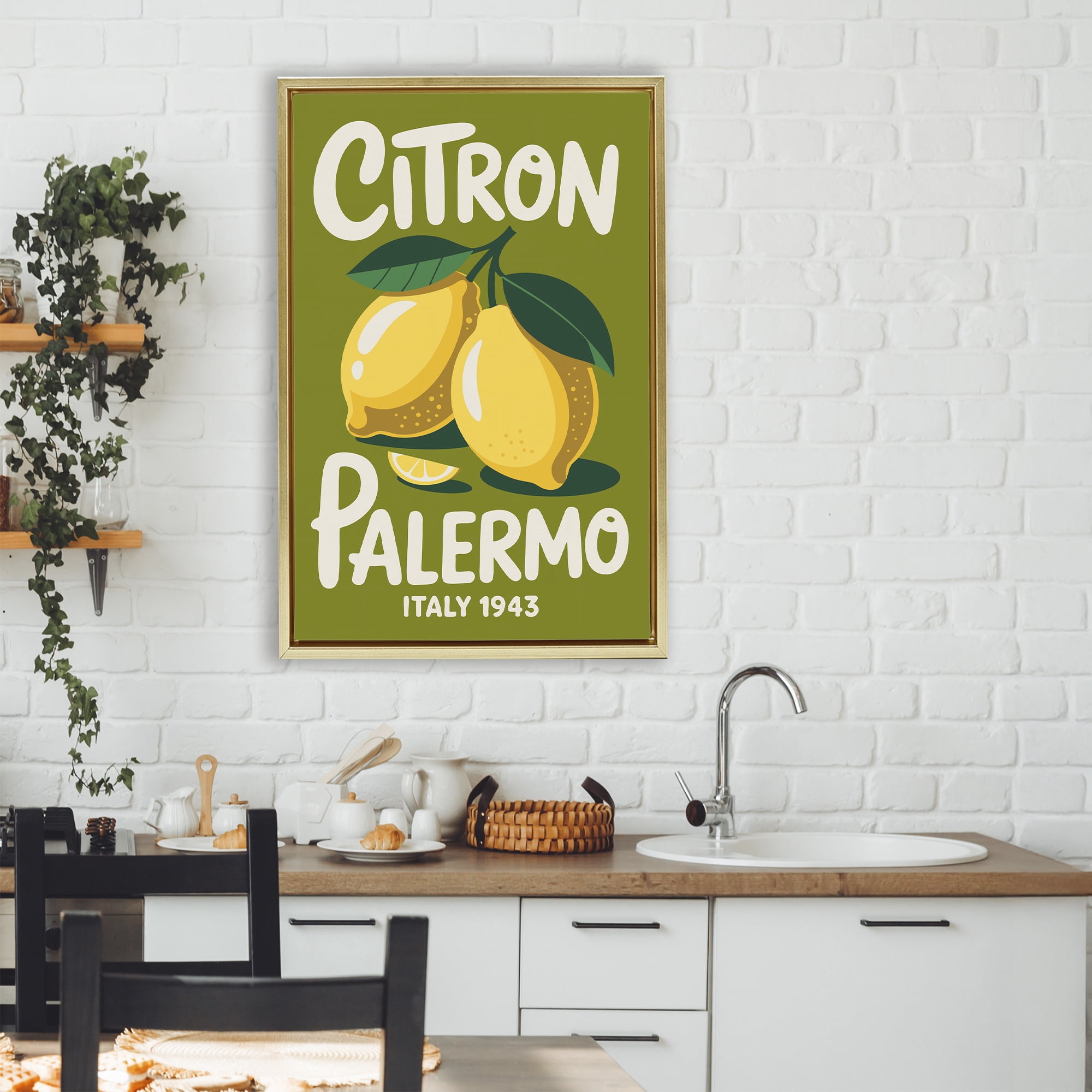 Stupell Industries Citron Palermo Lemons Gold Framed Floater Canvas Wall Art, design by Andreas Magnusson