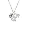 thumbnail image 2 of Delight Jewelry Silvertone Antiqued Plumeria Flowers Spinner Let Things Go Fall Zoey Charm Necklace, 28", 2 of 4