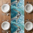 thumbnail image 6 of Marine Animal Table Runner 18 x 72 Inch, Ocean Turtle Modern Art Abstract Style Washable Cotton Linen Dining Table Runner Tabletop Decorations for Restaurant Home Kitchen Party, 6 of 9