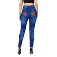 thumbnail image 3 of CLOOCL Women's Imitation Jeans Print Yoga Fitness Leggings Outdoor Exercise Workout High Waist Leggings, 3 of 13