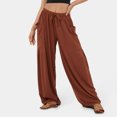 thumbnail image 4 of ICHUANYI Clearance Women's Casual Elastic Waist Drawstring Long Pants With Pocket(Brown, M) ICHUANYI WER2023081401180, 4 of 8