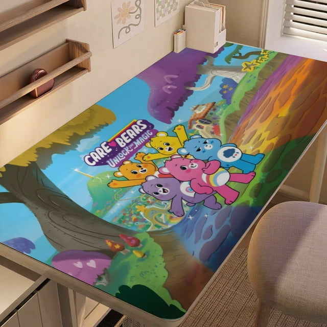 Care Bears alfombrilla de escritorio/mesa extra-grande con base antideslizante de cuero y diseño temático; versátil para escritorios de ordenador, mesas de comedor, etc.40*80cm