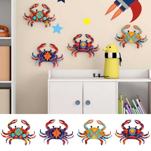 hulanddfd Crab Wall Decor Metal Crabs Decorations Waterproof Coastal Metal Oceans Sea Animals Hanging Wall Garden Decoration for Indoor Outdoor