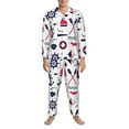 thumbnail image 4 of Kll Sailing Marine Travel Sleepwear Mens Flannel Pajamas,Long Cotton Pj Set, 4 of 9