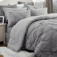 thumbnail image 2 of Juego de ropa de cama Bedsure, tamaño completo, 7 piezas, gris con edredón, 2 of 9