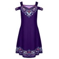 thumbnail image 3 of ORQ Retro Print Ethnic Casual A-Line Pullover Short Women Summer Dress, 3 of 4
