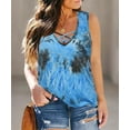 thumbnail image 4 of CASSIE LIZ Women's Plus Size Tank Tops Casual Blue Tie Dye Sleeveless Shirts Fashion Oversized Camisole V Neck Loose Fit Tees Spring Summer Tunics XL 14W 16W, 4 of 4