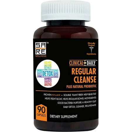 Clinical Daily Colon Cleanse Detox Supplement with Probiotics Glucomannan Bentonite Clay 90 Capsules