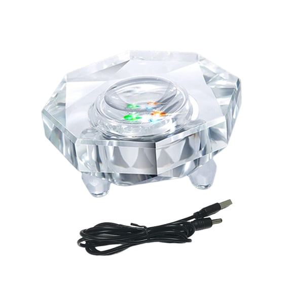 Soporte de base de luz LED Iluminado Parpadeo portátil Automático Soporte de lámpara USB para exhibición de joyas Copa de fotos de cristal 3D Estatuas Estilo D Yinane Base de luz de cristal