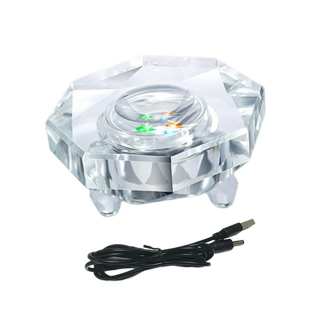 Soporte de base de luz LED Iluminado Parpadeo portátil Automático Soporte de lámpara USB para exhibición de joyas Copa de fotos de cristal 3D Estatuas Estilo D Yinane Base de luz de cristal