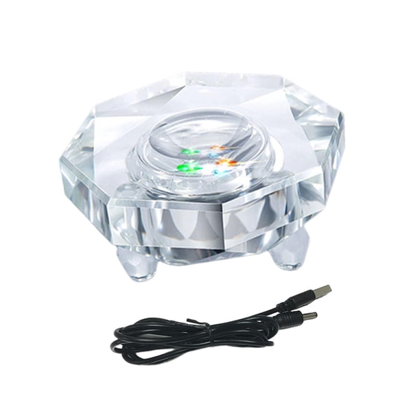Soporte de base de luz LED Iluminado Parpadeo portátil Automático Soporte de lámpara USB para exhibición de joyas Copa de fotos de cristal 3D Estatuas Estilo D Yinane Base de luz de cristal