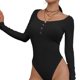 thumbnail image 2 of Minnieouse Body de manga larga fácil de mezclar y combinar para mujer Monos de color sólido de manga larga Prendas para la parte del cuerpo Negro S, 2 of 6