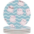 thumbnail image 2 of SKYSONIC Round Drink Coasters 1 Pcs Cool Octopus Absorbent Ceramic Coaster with Cork Base for Coffee Cups Housewarming Gift for Home Decor, 2 of 6