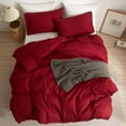 thumbnail image 3 of Burgundy Duvet Cover King Modern Solid Burgundy Bedding Duvet Cover Set Maroon Bed Set with Pillowcases for Adult Teens Brushed Microfiber Ultra Soft Zipper Closure Corner Ties, 3 of 13