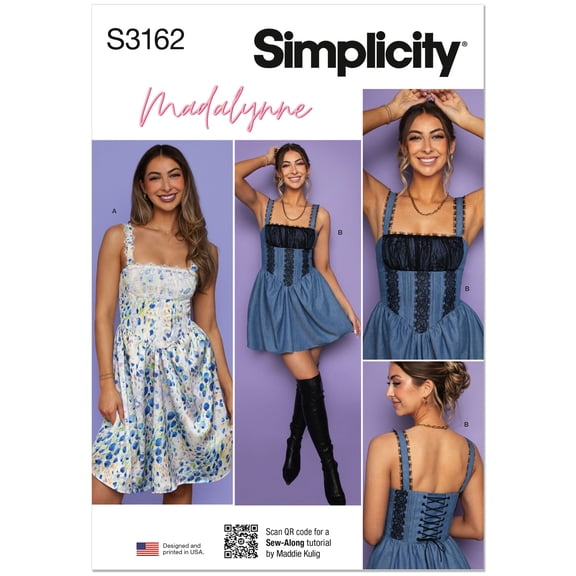 Simplicity Sewing Pattern 3162 - Misses' Corset Dress in Two Lengths by Madalynne, Size: Y5 (18-20-22-24-26)