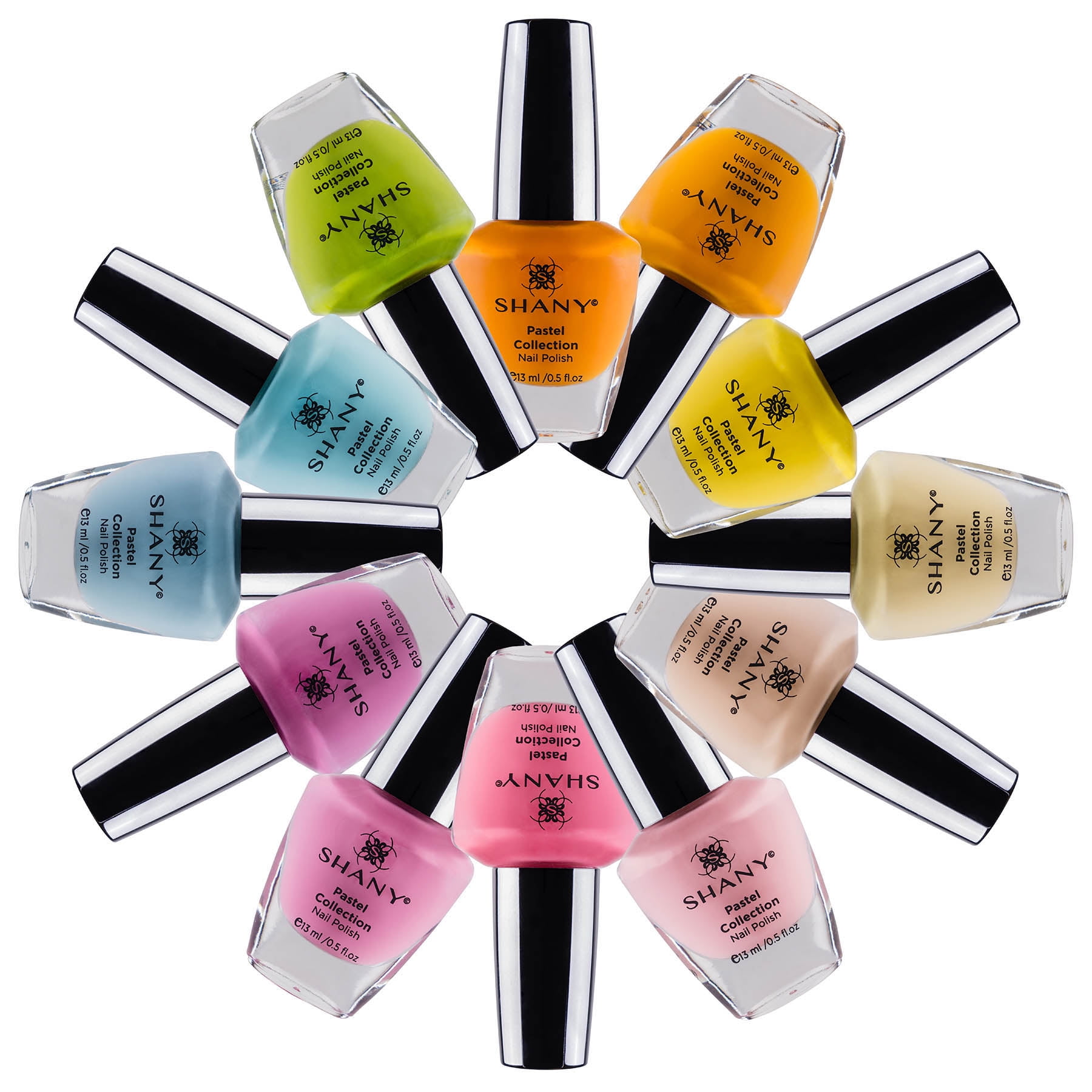 SHANY DIY Nail Polish Set - Quick Dry Nail Lacquer Kit, Vibrant & Colorful DIY Collection, Semi Glossy, Shimmery & Matte Finishes - Full Size - 12 Colors - Pastel