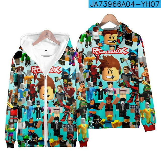 New Style Game Roblox Creative Peripheral Cartoon Cute Pullover Hooded Hooded Zipper Sweatshirt Adult Daily Necessities Gifts