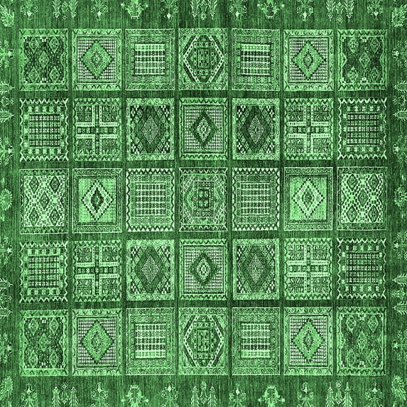 Ahgly Company Indoor Square Abstract Emerald Green Modern Area Rugs, 4' Square