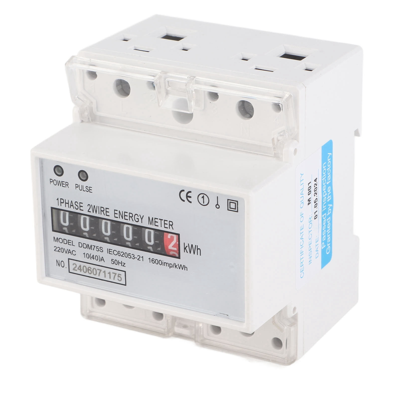 Single Phase 4P LED Din Rail Electricity Power Consumption Wattmeter Energy Mete DDM75S 10‑40A