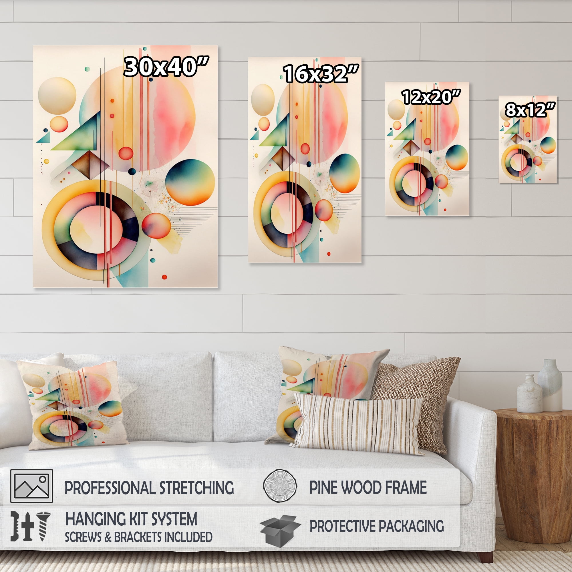 Designart Pastel Minimalist Multi Shape Art III Canvas Wall Art