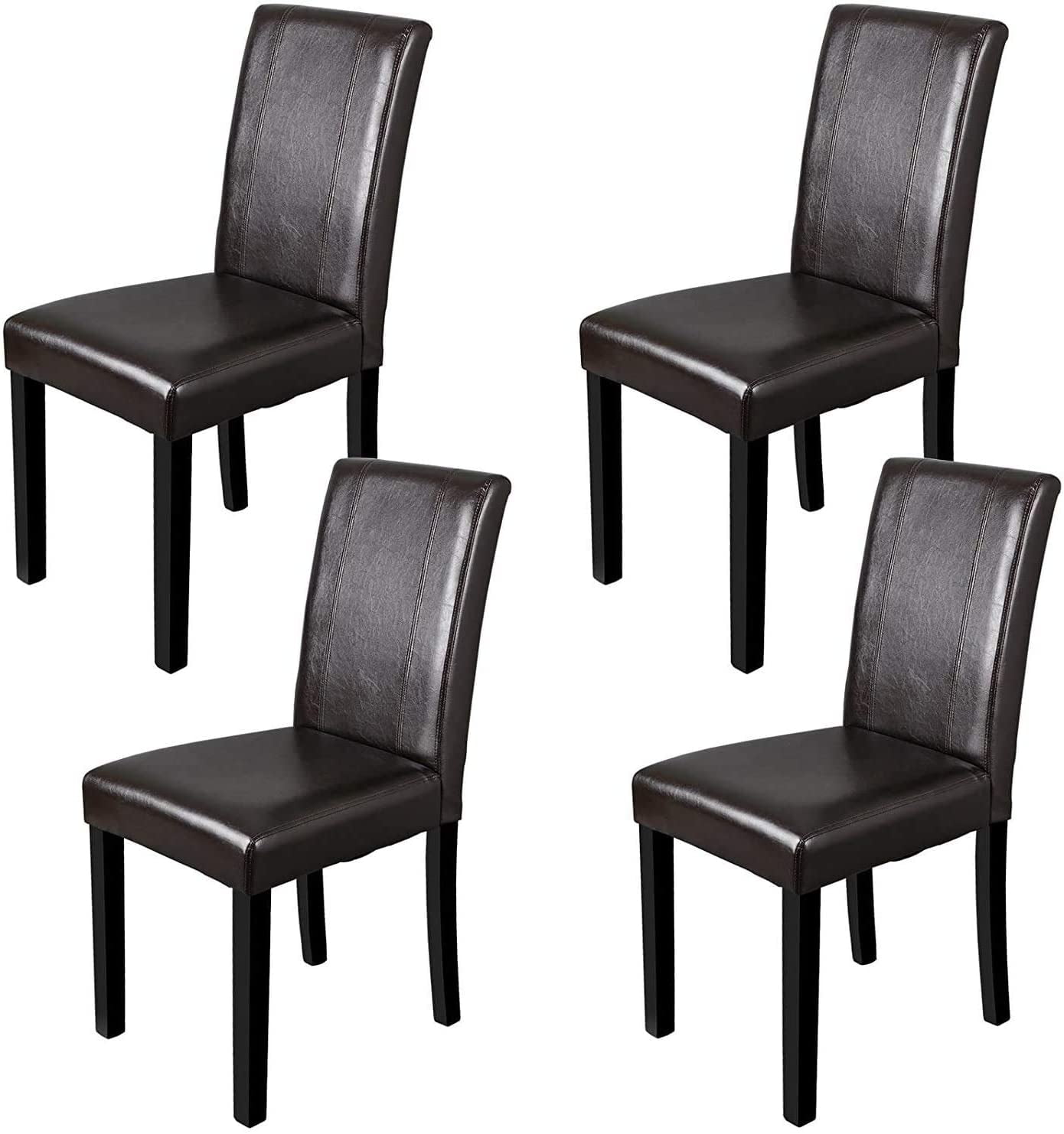 ZENY 8Pcs Pu Leather Armless Dining Chair, Brown