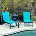 thumbnail image 2 of PURPLE LEAF Outdoor Chaise Lounge with Wheels for Outside 2 Pieces Aluminum Patio Lounge Chair with 5 Adjustable Position Recliner for Patio, Beach, Yard, Pool, Side Table Included, Turquoise Blue, 2 of 9