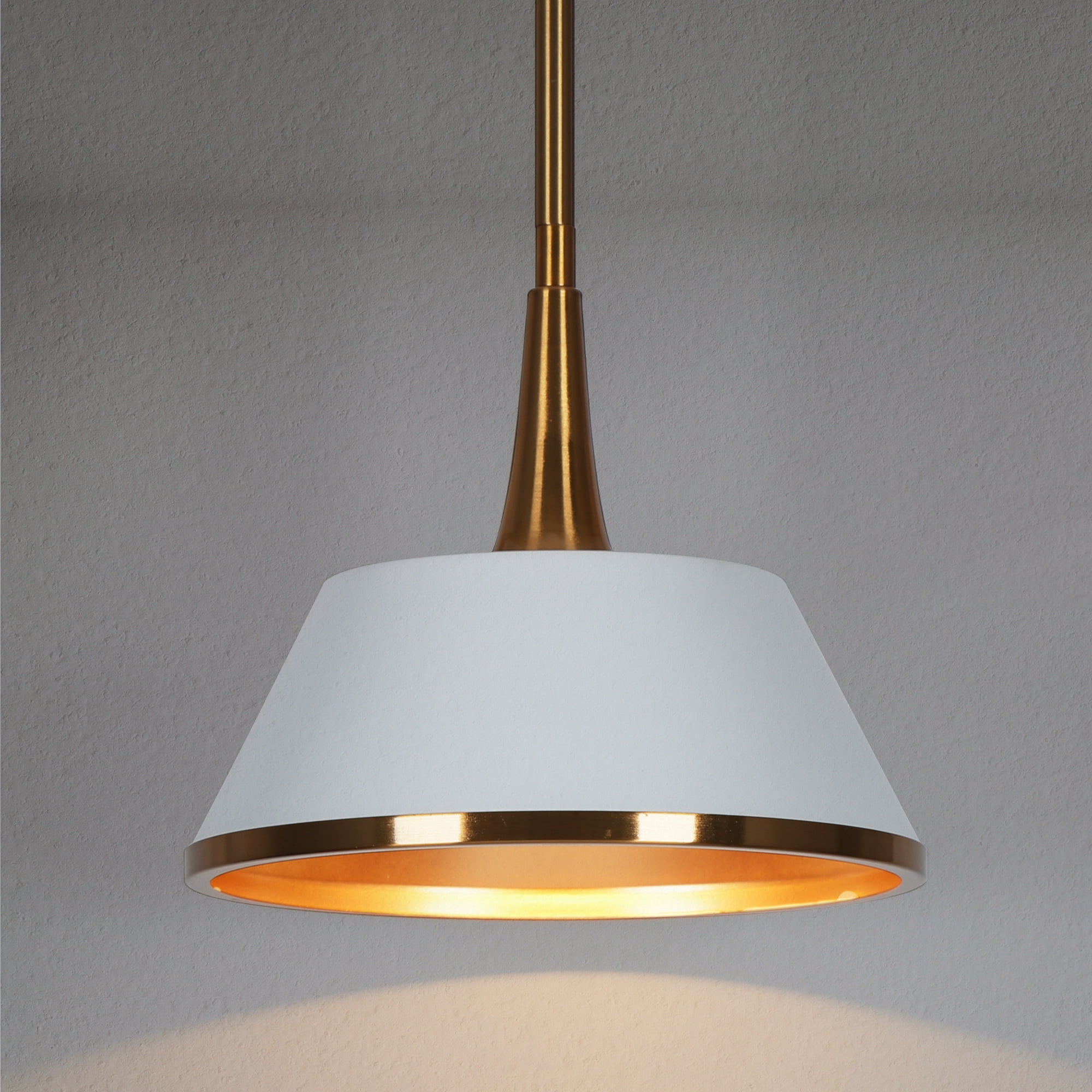 LNC White and Gold Modern Dome Pendant Light with Brass Finish for Kitchen or Dining Room