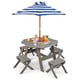 thumbnail image 1 of Costway Mesa De Picnic Para Niños, Juego De Mesa Y Silla De Madera Para Niños Con Sombrilla Ajustable En Altura Para 4 Niños, Muebles De Patio Trasero Para Interior Y Exterior, Regalo Para Niños, 1 of 3