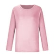 thumbnail image 4 of VALMASS Women Long Sleeve Undershirts Round Neck Stretch Casual Bottoming Tops Basic Tunic Shirts Blouses (3XL, Pink), 4 of 7