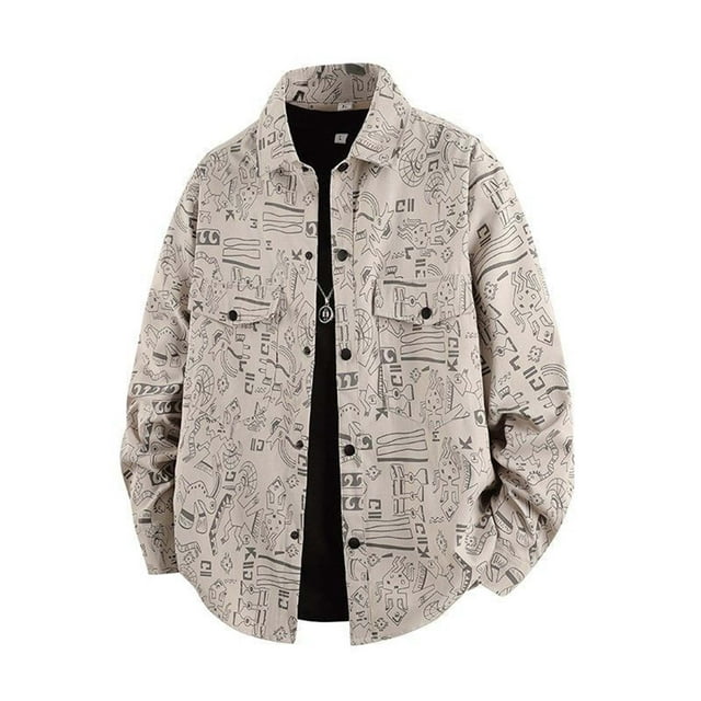 NTACZA Work Men's Jackets Casual Yellow Lightweight Shirt Jacket Cargo Button Down Graphic Shacket Men's Winter Coats,S