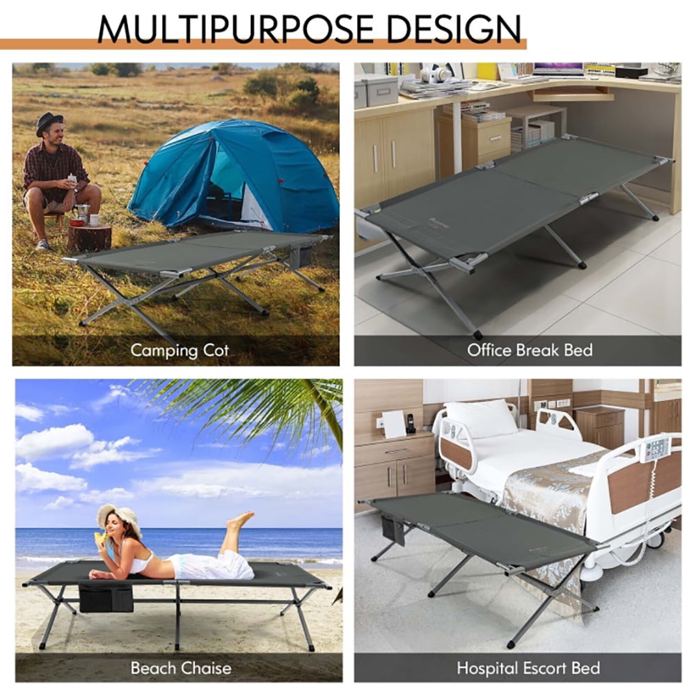 Aimee Lii Extra Wide Folding Camping Bed with Carry Bag and Storage Bag, Outdoor Portable Camping Bed for Sleeping Hiking Travel, Gray Aimee Lii Extra Wide Folding Camping Bed with Carry Bag and Storage Bag, Outdoor Portable Camping Bed for Sleeping Hiking Travel, Gray