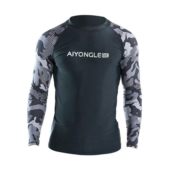 KiBcsLic Mens Swim Shirt Comfortable Fit Wetsuit Top Wetsuit Printed Swimwear Beach Shirt XXXL