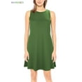 thumbnail image 4 of BadPiggies Womens Sleeveless A-line Dress with Pockets Cotton Swing Summer Beach Casual Loose Dress (S, Green), 4 of 7