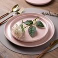 thumbnail image 2 of AmorArc Ceramic Dinnerware Sets for 8, 24 Pieces Handpainted Speckled Plates and Bowls Set with Rustic Terracotta Underside, Scratch Resistant Stoneware Dishes Set, Dishwasher & Microwave Safe, Pink, 2 of 9
