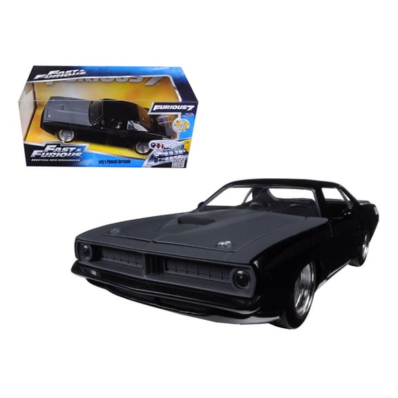 Letty's Plymouth Barracuda Matt Black Fast & Furious 7" Movie 1/24 Diecast Model Car by Jada"