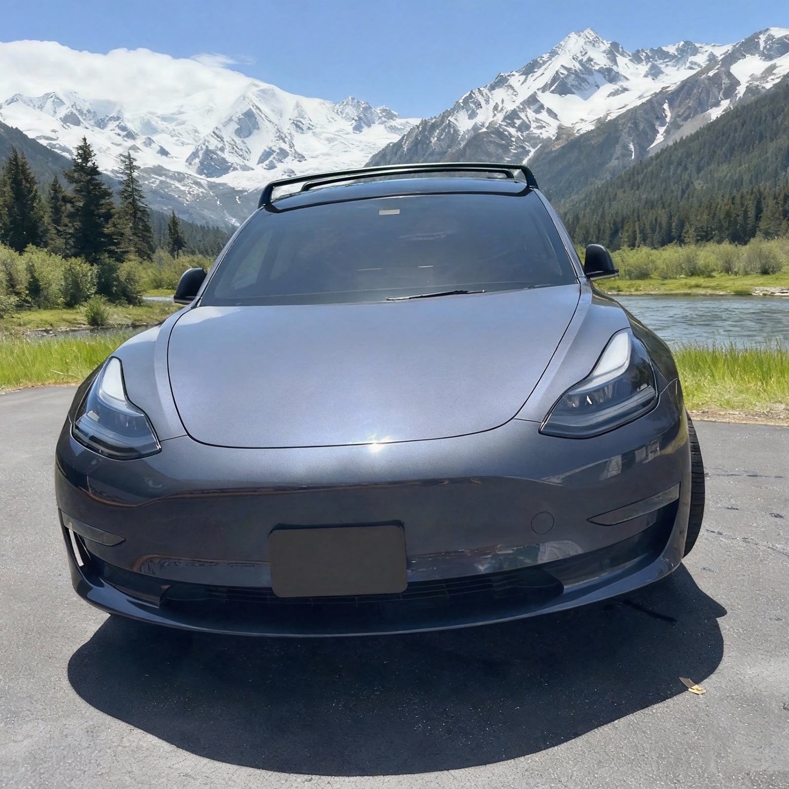 Ikon Motorsports Roof Rack Fits 2017-2023 Tesla Model 3 OE Style Black Roof Rack Cross Bar Cargo Luggage Carrier Aluminum ABS