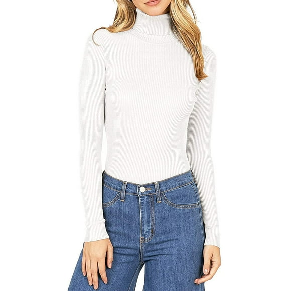 IROINID Women's Turtleneck Pullover Sweater Solid Color Loose Short Length Long Sleeve Turtle Neck Knitted Sweater Wrap