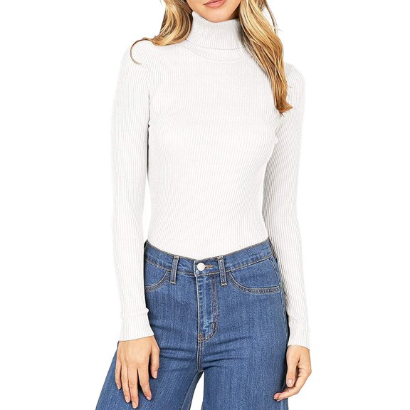 AOOCHASLIY Sweaters Fall Clearance Womens Fashion Long Sleeve Turtlen Neck Knitted Wrap Pullover Slim Sweater