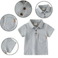 thumbnail image 4 of Esaierr Toddler Kids Boys Short-Sleeve Tees T-Shirt Cotton Baby Solid Color Summer Striped T Shirt Tops Soft Lapel Casual Shirt for 1-7Years, 4 of 7