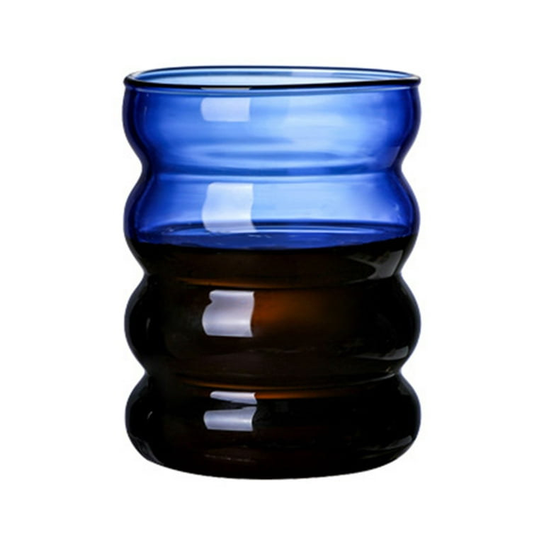 Colored Glass Cup Drinking Glasses Glass Cups Tea Beer For Home Daily Use  Birthday Wedding 300ML Blue Cup