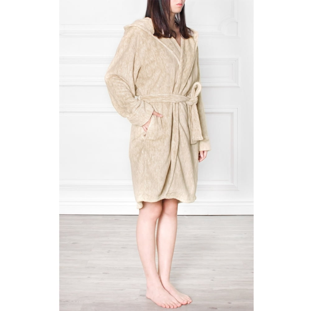Pavilia Women Hooded Fleece Robe with Satin Trim Plush Bathrobe
