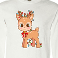 thumbnail image 4 of Inktastic Cute Christmas Reindeer with Christmas Lights Long Sleeve T-Shirt, 4 of 5