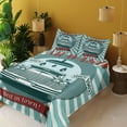 thumbnail image 4 of Ambesonne Retro Fitted & Top Sheet Set with Shams, Car Wash Sign Commercial, Red Teal, 4 of 8