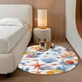 thumbnail image 3 of Round Area Rug 5ft,Ocean Starfish Blue Coral Washable Carpet Non-Slip Runner Accent Rugs Indoor Floor Mat for Bedroom Living Room Decor,Watercolor Underwater World, 3 of 9
