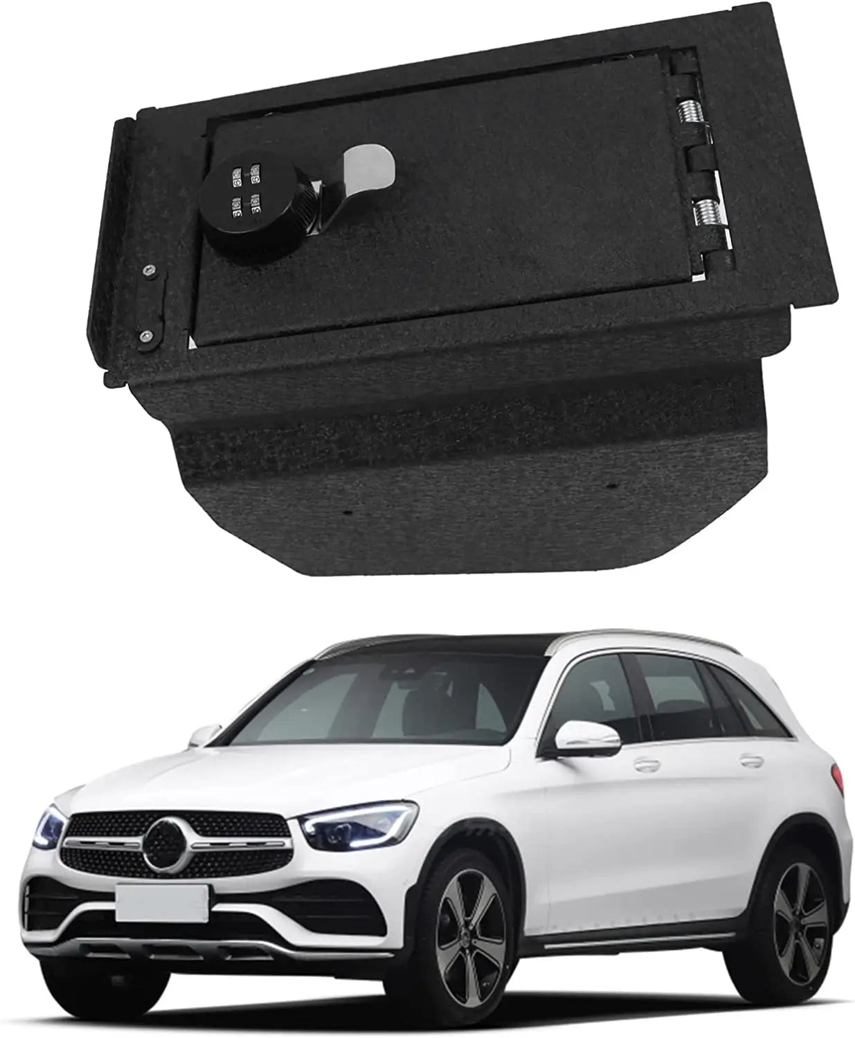 Console Safe Gun Safe for Car, WASAI Premium Console Gun Vault Lockbox Compatible with Mercedes-Benz GLC 2016-2022, 4-Digit Combination Lock.