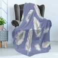 thumbnail image 4 of Feather Soft Flannel Fleece Throw Blanket, Fluffy Feathers Plumage Hand Drawing Illustration, Cozy Plush for Indoor and Outdoor Use, 50" x 60", Lavender Blue Grey, by Ambesonne, 4 of 5